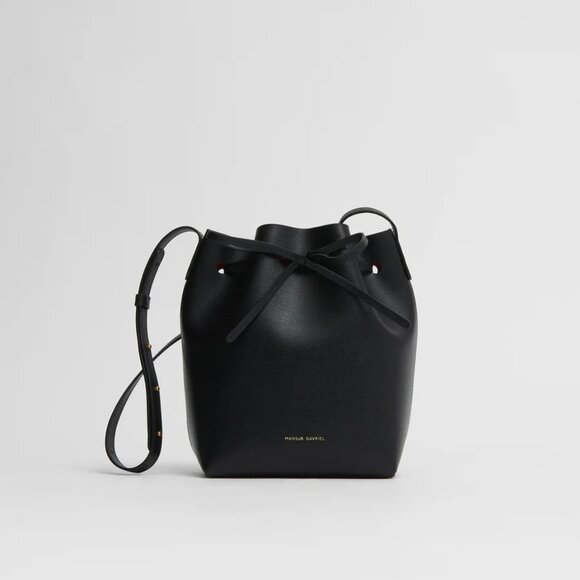 Mansur Gavriel Icon Bucket Bag Mini, Black/Flamma - Picture 11 of 12